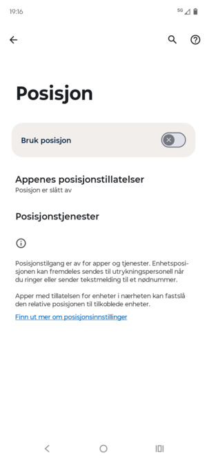 Slå av Bruk posisjon