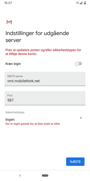 Vælg NÆSTE