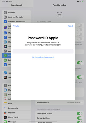Inserisci  Password ID Apple e seleziona Accedi