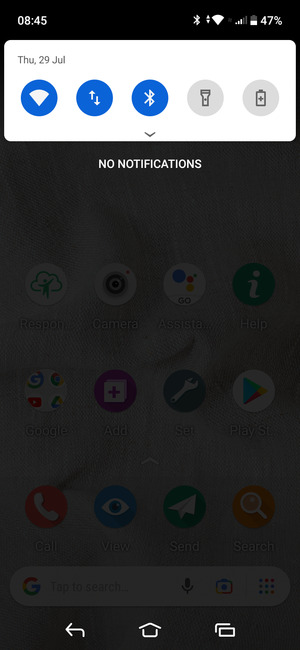 Slide down the top menu again