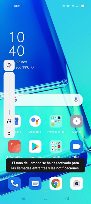 Seleccione Silencio para volver al modo de sonido