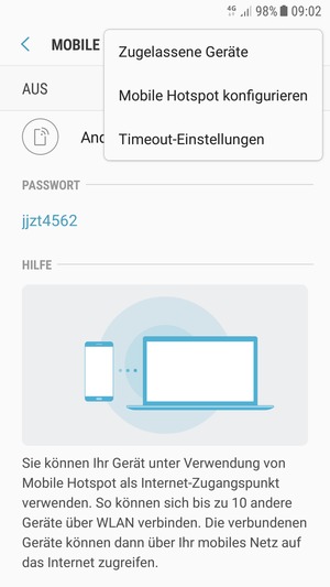 Wählen Sie  Mobile Hotspot konfigurieren