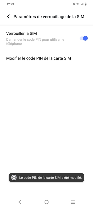 Votre code PIN de la carte SIM a été modifié