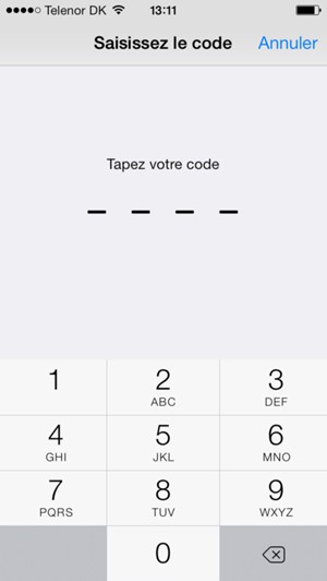 Saisissez votre mot de passe pour le verrouillage du téléphone s'il est déjàactivé sur celui-ci