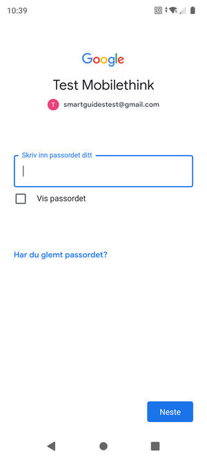 Skriv inn passord og velg Neste