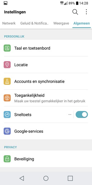 Selecteer Accounts en synchronisatie