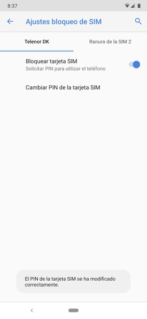 Su PIN de tarjeta SIM ha sido cambiado