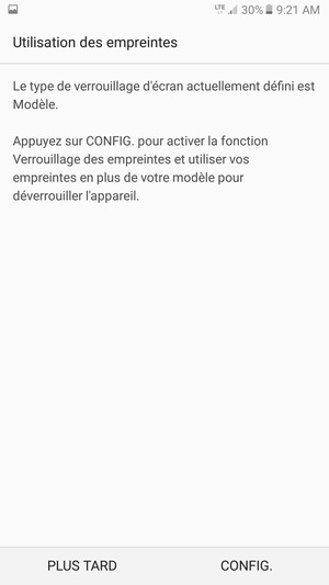 Sélectionnez PLUS TARD