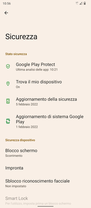 Seleziona Blocco schermo