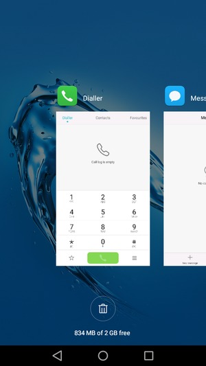Select the Delete  icon to close all running apps