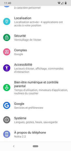 Faites défiler et sélectionnez Systéme