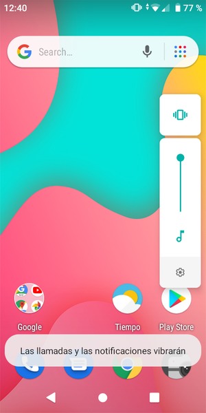 Seleccione Vibración para cambiar al modo silencio