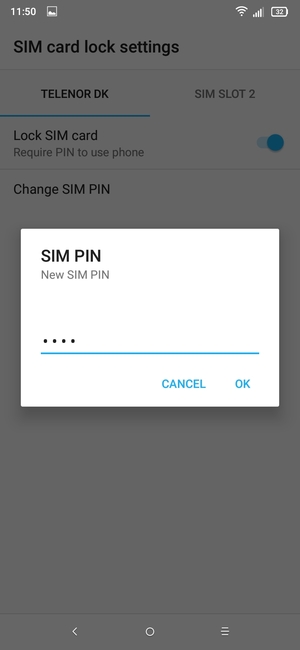 Enter your New SIM PIN and select OK