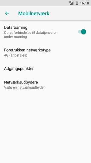 Slå Dataroaming til eller fra