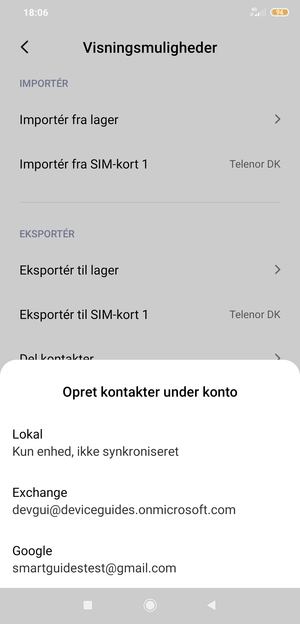 Vælg din Google konto