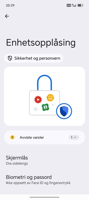 Velg Skjermlås