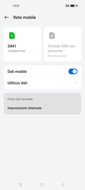 Seleziona SIM1 o SIM2