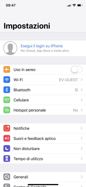 Seleziona Wi-Fi
