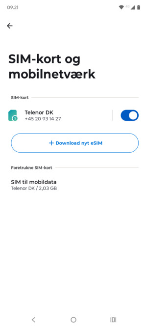 Vælg Download nyt eSIM