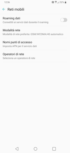 Per modificare la rete, in presenza di problemi, seleziona Operatori di rete