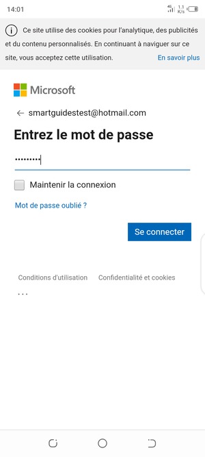 Saisissez votre mot de passe et sélectionnez Se connecter