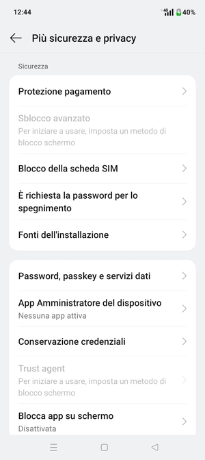 Scorri e seleziona Blocco della scheda SIM