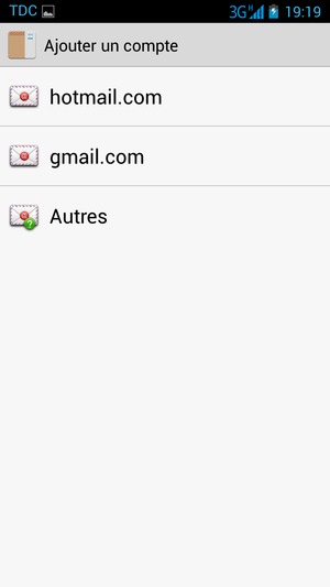 Sélectionnez Autres / Exchange 