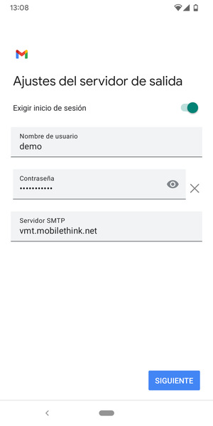 Introduzca la dirección de servidor saliente