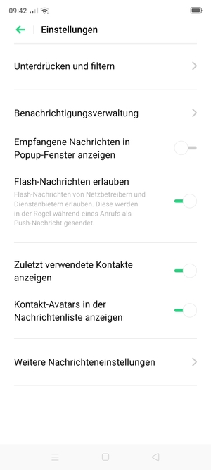 Wählen Sie Weitere Nachrichteneinstellungen