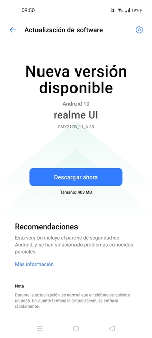Si su teléfono no está actualizado, siga las instrucciones que aparecen en pantalla.