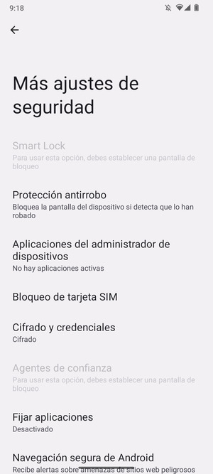 Seleccione Bloqueo de tarjeta SIM