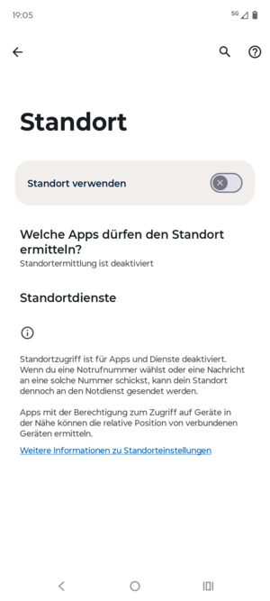 Schalten Sie Standort verwenden aus