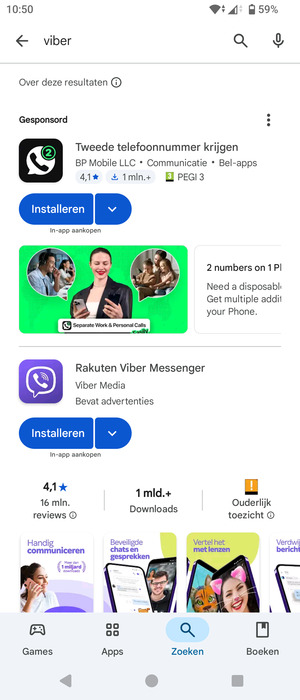 Selecteer de app
