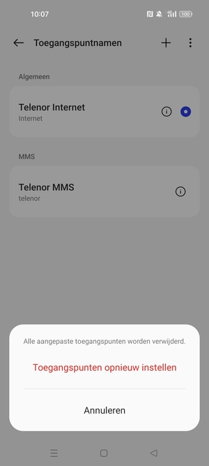 Selecteer Toegangspunten opnieuw instellen