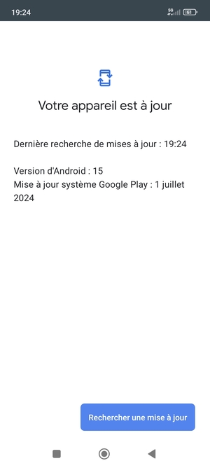 Si votre téléphone est à jour, vous verrez l'écran suivant