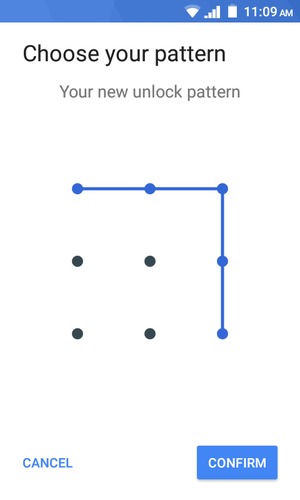 Draw the unlock pattern again and select CONFIRM