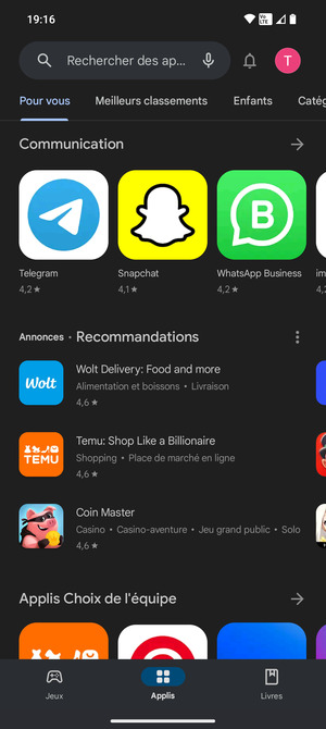 Sélectionnez la barre de Recherche