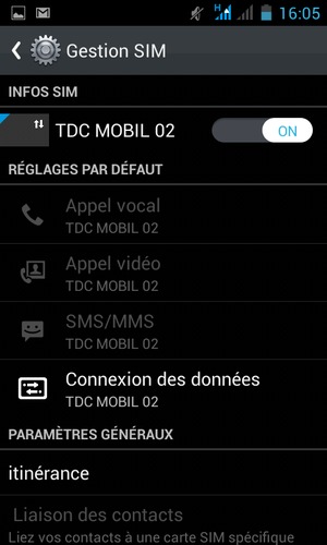 Sélectionnez Itinérance