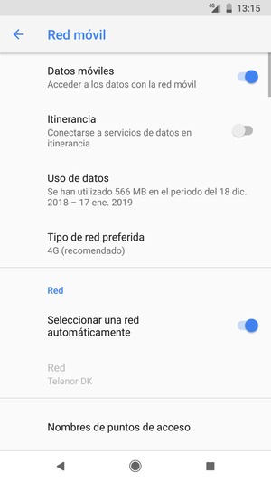 Desactive Seleccionar una red automáticamente