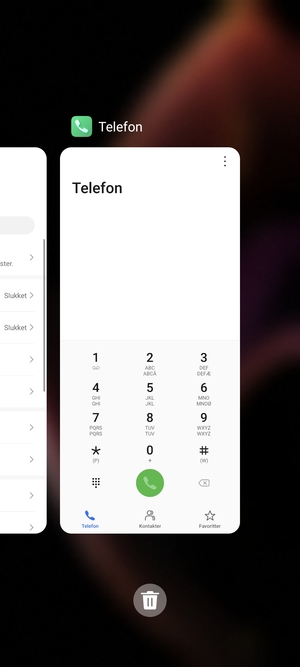 Vælg Slet-ikonet for at lukke alle åbne apps