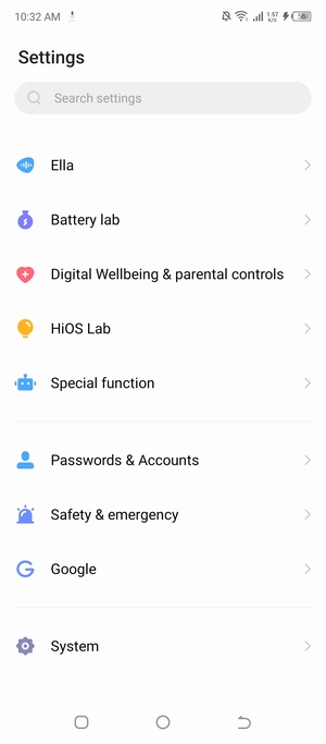 Scroll to and select Passwords & Accounts