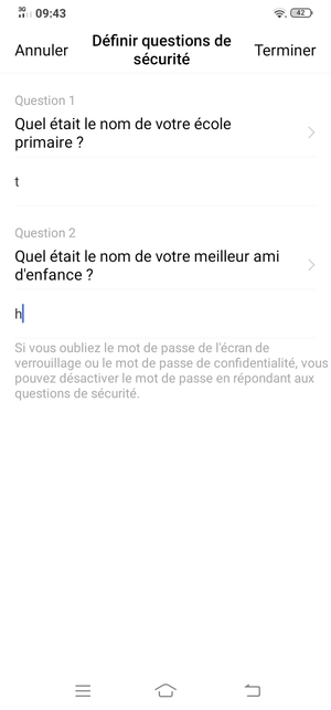 Saisissez la réponse et sélectionnez Terminer