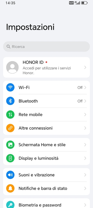 Seleziona Rete mobile