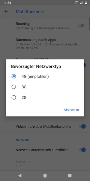 Wählen Sie die gewünschte Option