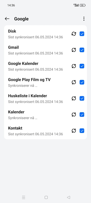 Din informasjon blir synkronisert