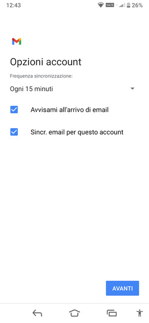 Seleziona AVANTI