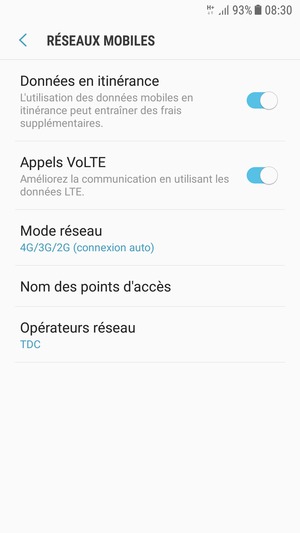 Sélectionnez Nom
des points d'accès