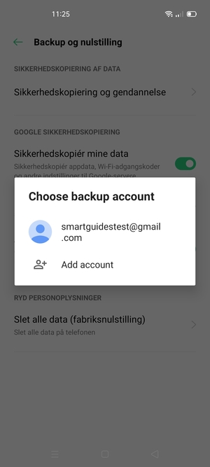 Vælg din sikkerhedskopi-konto
