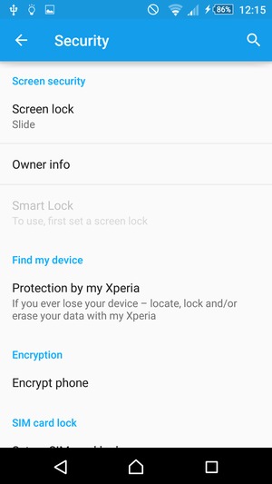 Select Screen lock