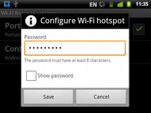 Enter a password of at least 8 characters and select Save
